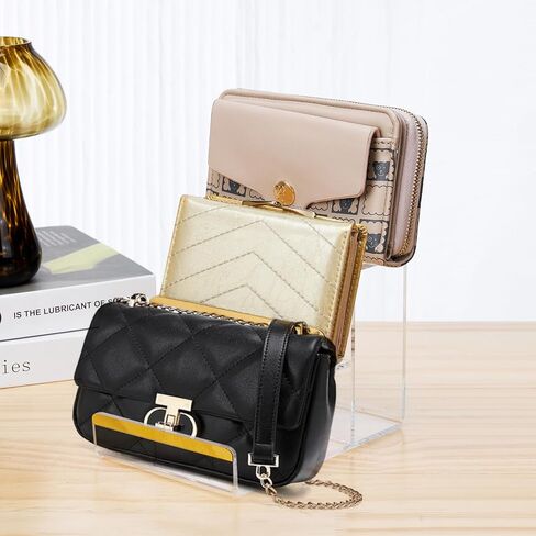 حوامل عرض المحفظة، 2 حزمة من 4 طبقات من حامل المحفظة الأكريليك، حامل عرض لحقيبة اليد بمسافات 2 بوصة، منظم محفظة بسمك 4 مم لبائع التجزئة للنظارات الشمسية in Kuwait