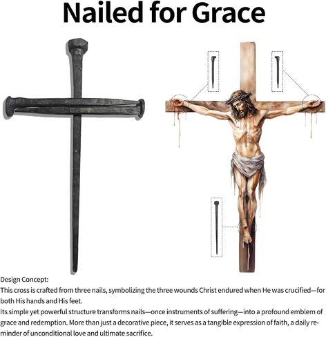 Jesus Christ Crucifixion Nail Metal Cross Wooden Base, Baptism & Religious Gifts for Men Women,Christian Home Decor in Saudi Arabia