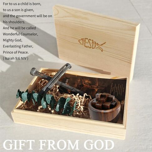 Jesus Christ Crucifixion Nail Metal Cross Wooden Base, Baptism & Religious Gifts for Men Women,Christian Home Decor in Saudi Arabia