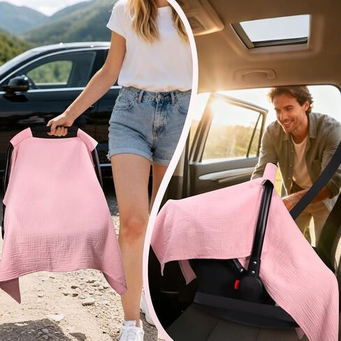 【تصميم Ugrade】 غطاء مقعد السيارة للسيارات للأطفال-جيوب جانبية مزدوجة لأساسيات الأطفال ، مظلة للرضع مع نافذة شبكية قابلة للتنفس ، خفيفة الوزن ومستعدة في الصيف ، أخضر in Kuwait