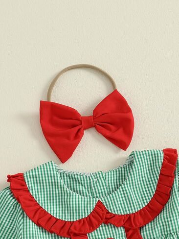 Toddler Baby Girl Christmas Outfit Doll Collar Smocked Dress Christmas Tree Embroidery Dresses Cute Holiday Clothes in Saudi Arabia