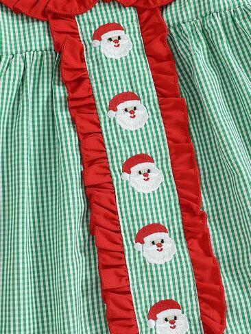 Toddler Baby Girl Christmas Outfit Doll Collar Smocked Dress Christmas Tree Embroidery Dresses Cute Holiday Clothes in Saudi Arabia