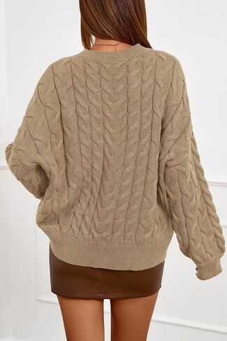 dowerme Women's Oversized Sweaters 2025 Long Sleeve Crewneck Cable Knit Chunky Pullover Cute Fall Outfits Winter Clothes in Saudi Arabia