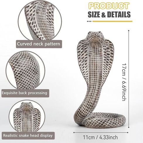 Mingzhang Realistic Cobra Snake Resin Statue - Snake Figurine for Home, Indoor/Outdoor Snake Decor for Home Office Desk, Unique Collectible Gift for Reptile & Snake Lovers in Saudi Arabia