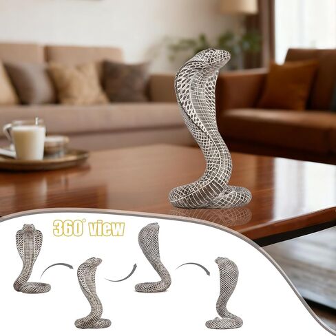 Mingzhang Realistic Cobra Snake Resin Statue - Snake Figurine for Home, Indoor/Outdoor Snake Decor for Home Office Desk, Unique Collectible Gift for Reptile & Snake Lovers in Saudi Arabia