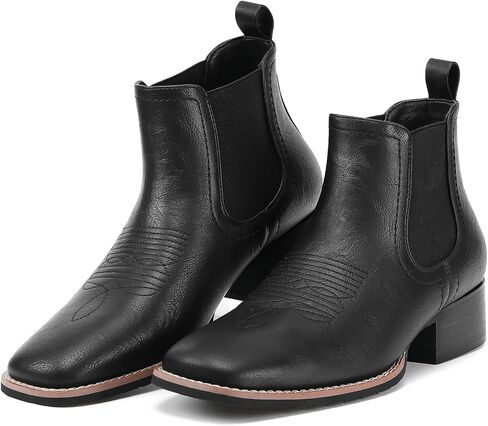 Cowboy Boots For Men Square Toe Ankle Western Boots Retro Slip On Chelsea Boot Casual Dress Boot in Saudi Arabia