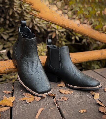 Cowboy Boots For Men Square Toe Ankle Western Boots Retro Slip On Chelsea Boot Casual Dress Boot in Saudi Arabia