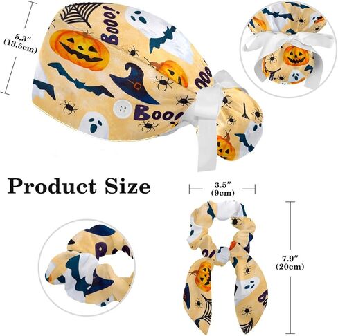 Scrub Caps Women Nursing Hats Halloween Skeleton Cat with Buttons Ponytail Working Adjustable Pouch Tie Back in Saudi Arabia