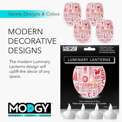 فوانيس مضيئة من MODGY، حاملات شموع عيد الميلاد مع شموع LED عائمة عديمة اللهب، ديكور داخلي وخارجي لحفلات العطلات، المنزل، النوافذ، والأرفف، قطعة مركزية للطاولة، 4 عبوات، دعها تثلج in Saudi Arabia