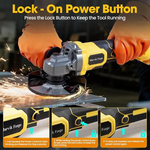 Cordless Angle Grinder Compatible with Makita 18V Battery (Not Included), Brushless motor, Lock-On Switch, 4-1/2" Blade, 3 Variable Speeds up to 7000 RPM, for Cutting, Grinding, Polishing in Saudi Arabia