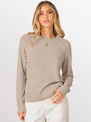 ANRABESS Sweaters for Women Short Length Loose Fit Lightweight Long Sleeve Crewneck Knit Basic Sweater 2025 Fall Outfits in Saudi Arabia