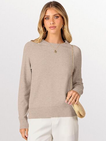 ANRABESS Sweaters for Women Short Length Loose Fit Lightweight Long Sleeve Crewneck Knit Basic Sweater 2025 Fall Outfits in Saudi Arabia