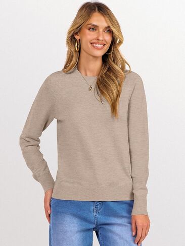 ANRABESS Sweaters for Women Short Length Loose Fit Lightweight Long Sleeve Crewneck Knit Basic Sweater 2025 Fall Outfits in Saudi Arabia