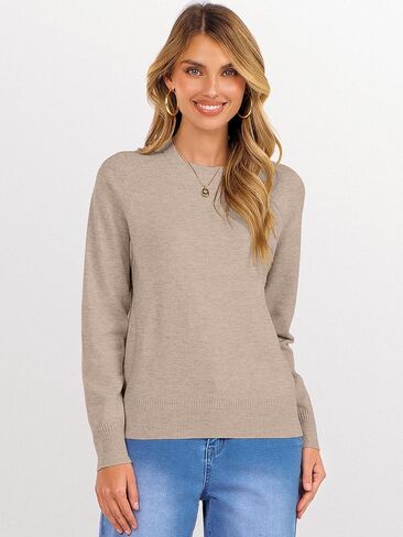 ANRABESS Sweaters for Women Short Length Loose Fit Lightweight Long Sleeve Crewneck Knit Basic Sweater 2025 Fall Outfits in Saudi Arabia