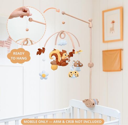 Wooden Baby Crib Mobile Arm, 31 Inch, Solid Beech Wood, 360° Rotatable, Whale Design, Adjustable, Anti-Slip, Mobile Hanger for Crib, Nursery Decor for Boys & Girls, Gift Accessories in Saudi Arabia