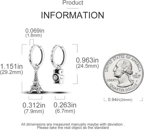 925 Sterling Silver Dangle Earrings for Women, Small and Large Hypoallergenic Hoop Earrings Trendy huggie Earrings Drop Jewelry Gifts for Sensitive Ears in Saudi Arabia