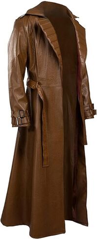 SpazeUp Costume 5 Cosplay Maroon Leather Trench Coat Men - Costume 4 Black Leather Gothic Hooded Jacket Coat in Kuwait