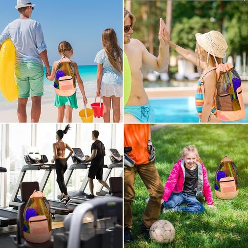 Beach toy bag，mesh backpack for beach,Beach Must Haves Sand Box Toys Seashell Bags，Waterproof Swim Mesh Beach Bag (1, Pink) in Saudi Arabia