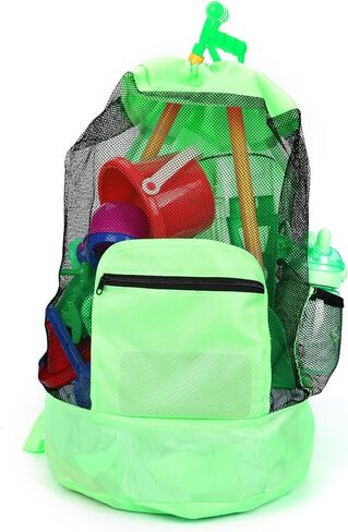 Beach toy bag，mesh backpack for beach,Beach Must Haves Sand Box Toys Seashell Bags，Waterproof Swim Mesh Beach Bag (1, Pink) in Saudi Arabia