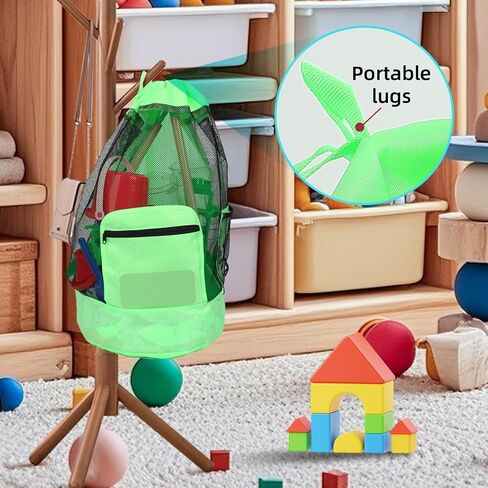 Beach toy bag，mesh backpack for beach,Beach Must Haves Sand Box Toys Seashell Bags，Waterproof Swim Mesh Beach Bag (1, Pink) in Saudi Arabia