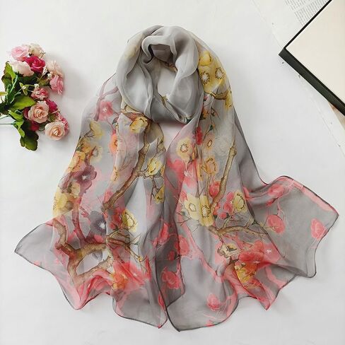 Scarfs for Women Lightweight Fashion Scarves Elegant Floral Pattern Sheer Scarfs Sunscreen Shawls Wraps in Saudi Arabia
