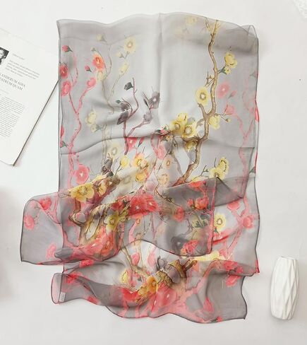 Scarfs for Women Lightweight Fashion Scarves Elegant Floral Pattern Sheer Scarfs Sunscreen Shawls Wraps in Saudi Arabia