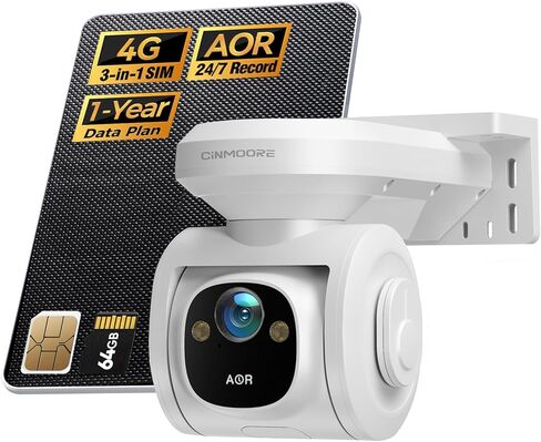 4G LTE Cellular Security Cameras Wireless Outdoor ، 2.5k No WiFi No WiFi Colaring Camera Powered Camera for Home Security ، PTZ AI Color Color Vision ، SIM/64GB SD ، ColdProof ، AOR 24/7 Recording in Saudi Arabia