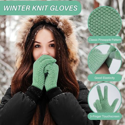 FZ FANTASTIC ZONE Womens Winter Gloves with Touchscreen Warm Chenille Knit Thermal Gloves for Women Cold Weather Gifts in Saudi Arabia