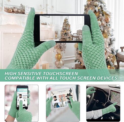 FZ FANTASTIC ZONE Womens Winter Gloves with Touchscreen Warm Chenille Knit Thermal Gloves for Women Cold Weather Gifts in Saudi Arabia