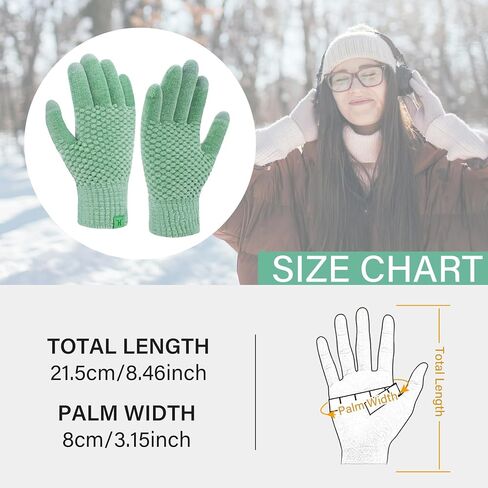 FZ FANTASTIC ZONE Womens Winter Gloves with Touchscreen Warm Chenille Knit Thermal Gloves for Women Cold Weather Gifts in Saudi Arabia