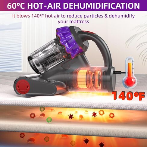 فراغ مرتبة اللاسلكي ، فراغ سرير 16 كيلو باسكال مع ضوء 253.7nm UV-C ، مرشح HEPA والتكنولوجيا بالموجات فوق الصوتية ، فراغ محمول محمول للأريكة والأريكة والحيوانات الأليفة in Kuwait