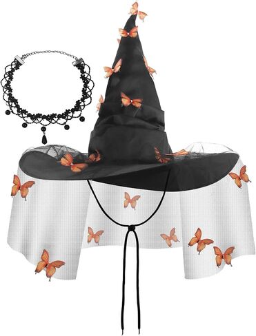 Erythem Witch Hat for Women, Witches Hat with Butterfly Witch Costume Accessories for Adult Halloween Party in Kuwait