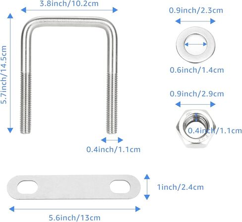 4Pack U Bolts Square U Bolts 2-1/16" Inner Width Stainless Steel Boat Trailer U-Bolt with Washers and Nuts, Replacement Parts and Accessories for Automobiles Trailer, Ski Boat, or Sailboat Trailers in Saudi Arabia
