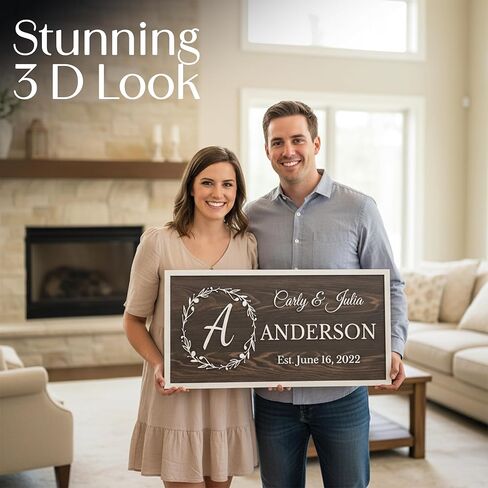 علامة عائلية خشبية مخصصة مع أسماء الأزواج، علامة اسم مخصصة، هدية زفاف فريدة للأزواج، لوحة تاريخ ثابتة ريفية، هدايا للزوجة in Kuwait