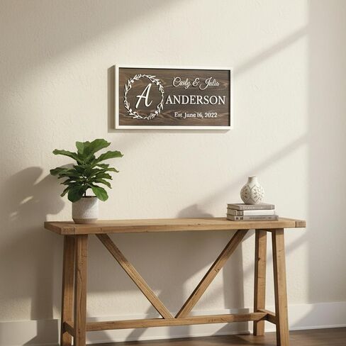 علامة عائلية خشبية مخصصة مع أسماء الأزواج، علامة اسم مخصصة، هدية زفاف فريدة للأزواج، لوحة تاريخ ثابتة ريفية، هدايا للزوجة in Kuwait