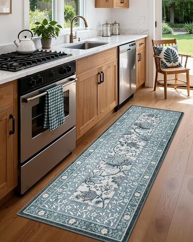 GarveeHome Provence 5x7 Area Rugs, Botanical Grove Sage Green Vintage Cottagecore Non-Slip Washable Rug for Living Room Bedroom Nursery Kitchen Low-Pile Retro Carpet in Saudi Arabia