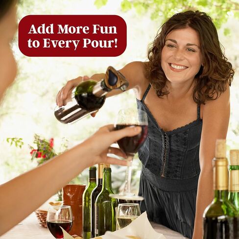 Wine Bottle Pourer, Fun Wine Pourer Spout Sings While It Pours, Airtight Wine Bottle Sealer, Acacia Wood with Red Wings in Saudi Arabia