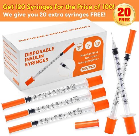 U-100 Disposable Insulin Syringes with Needle – 1ml/cc, 30G 5/16" (8mm), Individually Wrapped for Precision, Hygiene, and Safe Use – 35 Pack in Saudi Arabia