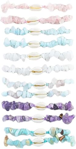 12pcs Sea Shell Turtle Braided Bracelets Handmade Woven Starfish Turquoise Turtle Waterproof Wristlets for Women Bohemian Turquoise Beaded Bracelet Summer Beach Jewelry in Saudi Arabia