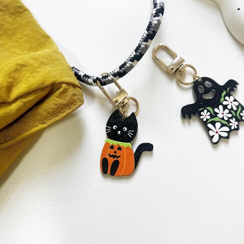 3pcs Halloween Keychain Set Cute Orange Pumpkin White Ghost Skull Head Pendant Charms for Women Car Keys Ring Accessories Clip Handbag Purse Backpack 3pcsred in Kuwait