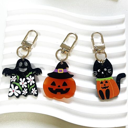 3pcs Halloween Keychain Set Cute Orange Pumpkin White Ghost Skull Head Pendant Charms for Women Car Keys Ring Accessories Clip Handbag Purse Backpack 3pcsred in Kuwait