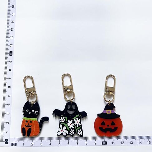 3pcs Halloween Keychain Set Cute Orange Pumpkin White Ghost Skull Head Pendant Charms for Women Car Keys Ring Accessories Clip Handbag Purse Backpack 3pcsred in Kuwait