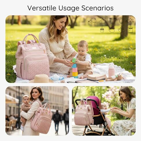 AIJIEKE Large Diaper Bag Backpack, Extra Wide Travel Diaper Bag, Purple | ulti-functional waterproof maternity bag. Changing pad, stroller straps, insulated wet/dry pocket. Mom, dad, toddler travel in Kuwait