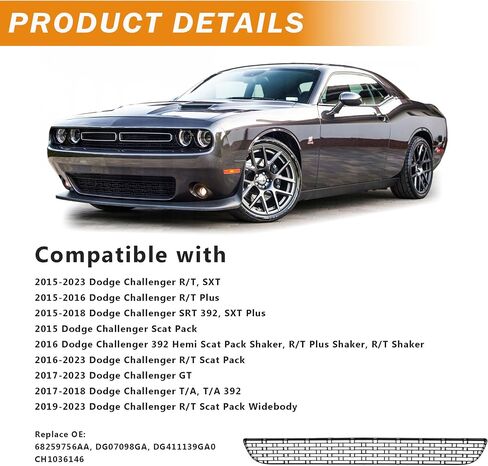 Rear Spoiler Wing Trunk Lip for 2015-2023 Dodge Challenger Without Back-up Camera Hole Concave Style,ABS Gloss Black in Saudi Arabia