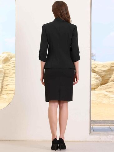 Allegra K Work Blazer for Women Ruched 3/4 Sleeve Lapel Business Casual Suit Jackets with Pockets in Saudi Arabia