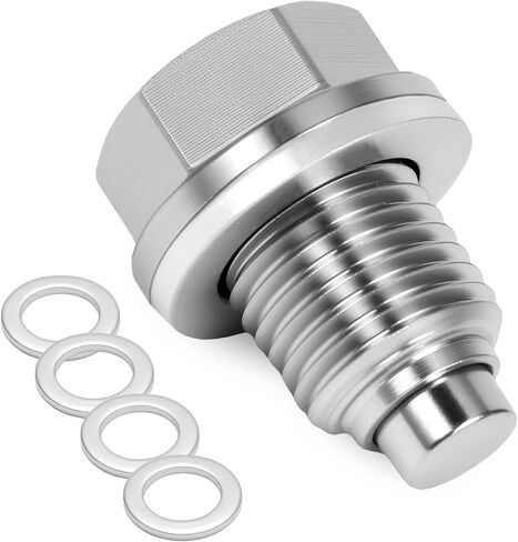 M12x1.25 Oil Drain Plug, 5PCS Copper Sealing Washers, Stainless Steel Oil Pan Drain Plug, Leak-Proof Design Magnetic Oil Drain, Suitable for Various Vehicle Models, as Well as Motorcycles and Boats in Saudi Arabia
