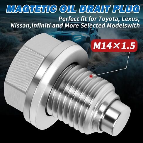 M12x1.25 Oil Drain Plug, 5PCS Copper Sealing Washers, Stainless Steel Oil Pan Drain Plug, Leak-Proof Design Magnetic Oil Drain, Suitable for Various Vehicle Models, as Well as Motorcycles and Boats in Saudi Arabia