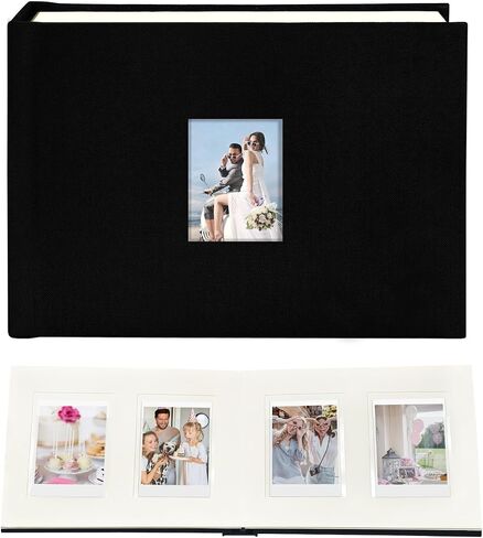 ألبوم صور Instax Mini مع مساحة للكتابة 52 جيبًا وغطاء من الكتان مع نافذة أمامية متوافقة مع Fujifilm وPolaroid وHP Sprocket وبطاقات صور KPOP، هدية كتاب صور ممتازة من Kuword، كحلي in Kuwait