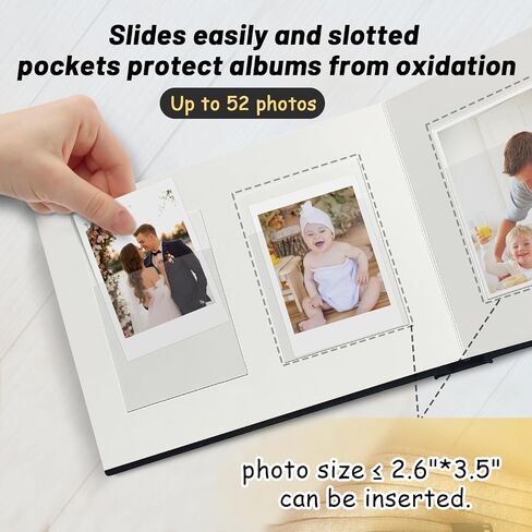 ألبوم صور Instax Mini مع مساحة للكتابة 52 جيبًا وغطاء من الكتان مع نافذة أمامية متوافقة مع Fujifilm وPolaroid وHP Sprocket وبطاقات صور KPOP، هدية كتاب صور ممتازة من Kuword، كحلي in Kuwait