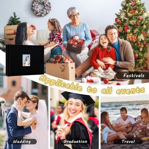 ألبوم صور Instax Mini مع مساحة للكتابة 52 جيبًا وغطاء من الكتان مع نافذة أمامية متوافقة مع Fujifilm وPolaroid وHP Sprocket وبطاقات صور KPOP، هدية كتاب صور ممتازة من Kuword، كحلي in Kuwait